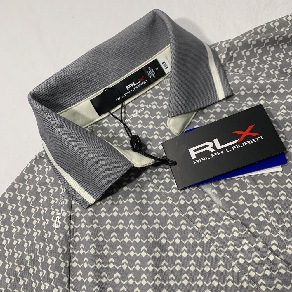 RLX RALPH LAUREN Women's POLO Wicking SIZE M Gray/Cream NWT MSRP $115‎